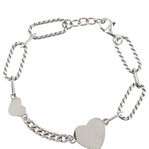 *NEW 925 Sterling Silver Heart Link Chain Bracelet - Picture 8 of 11